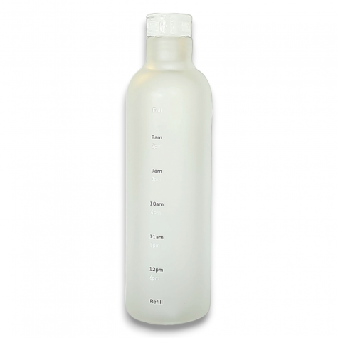 HH5096 HOURLY REMINDING GLASS WATER BOTTLE WITH LID