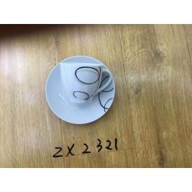 ZX2321 12 Pcs Cup & Saucer Set Round Circle