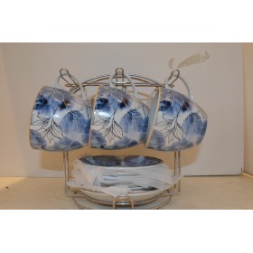 LAVINIA 220cc Tea cup & saucer set WITH RACK-Blue Flower