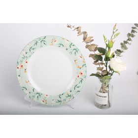 YDP 10.5" Round Dinner Plate- Green Flower