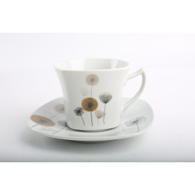 GLORY 180cc Square Tea Cup & Saucer- Dandelion 