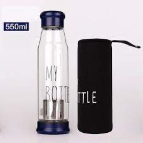 Glass Drinking Bottle - With Pouch (550ML)