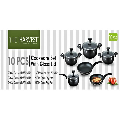 10 Pcs Cookware Set (BLACK/BROWN/GREY)