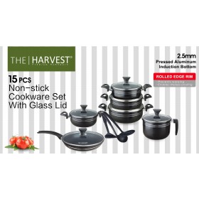 15 Pcs Cookware Set (BLACK / BROWN)