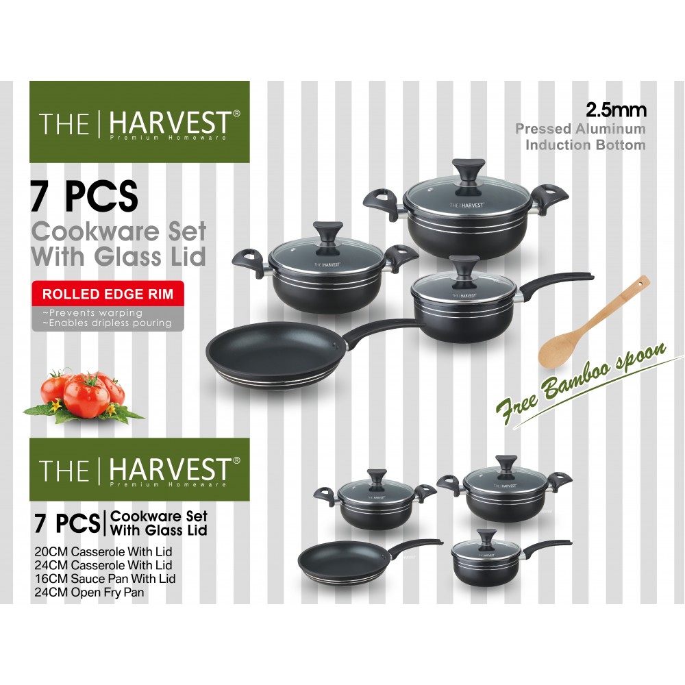 Non Stick Cookware Set 7Pcs Casserole Saucepan Frying Pan Set