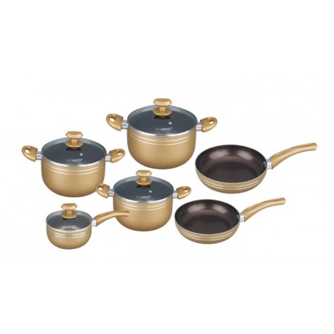 10 Pcs Ceramic Cookware Set (GOLD/SILVER)