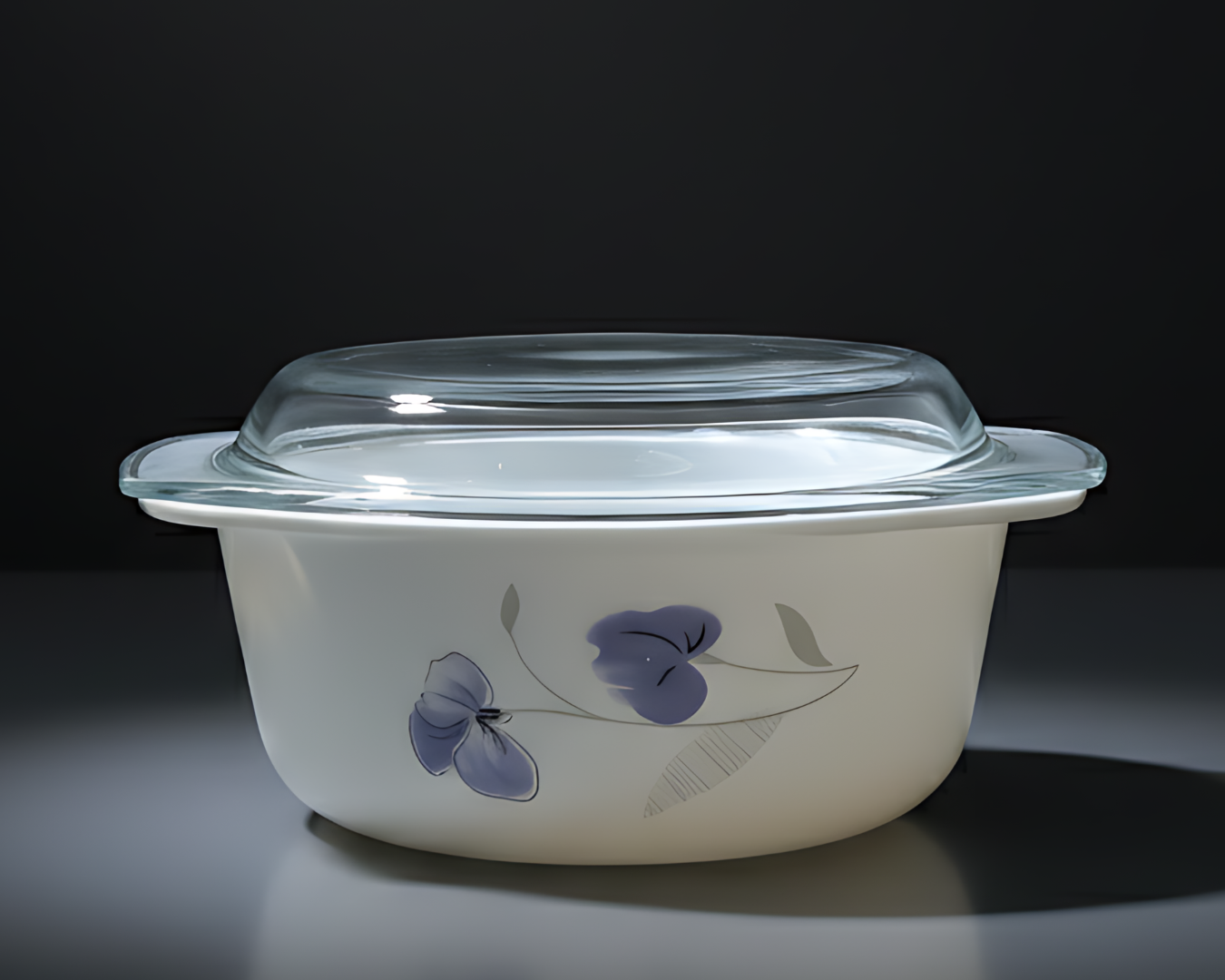 2.5L CASSEROLE WITH LID - PURPLE FLOWER