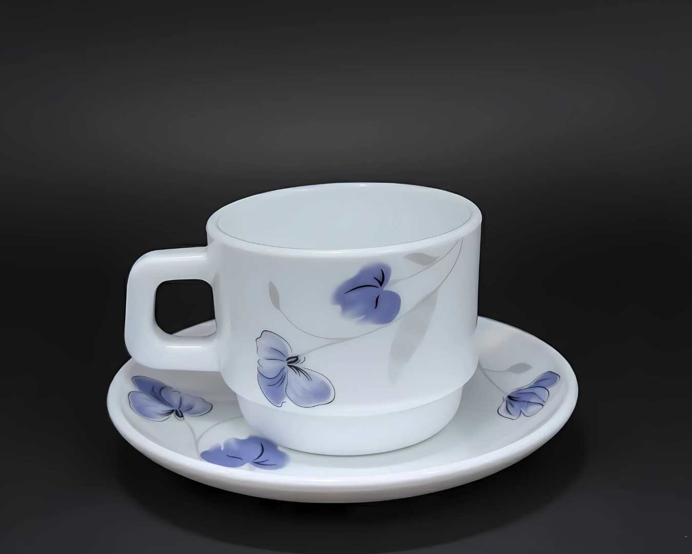 BOUNTY 12 PCS ROUND (190ML) CUP SET - PURPLE FLOWER