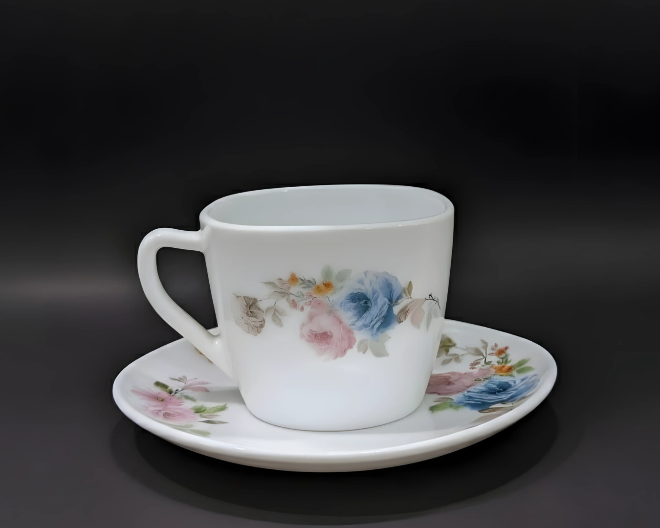 GLORY 12 PCS SQUARE (220ML) CUP SET - VINTAGE FLORAL