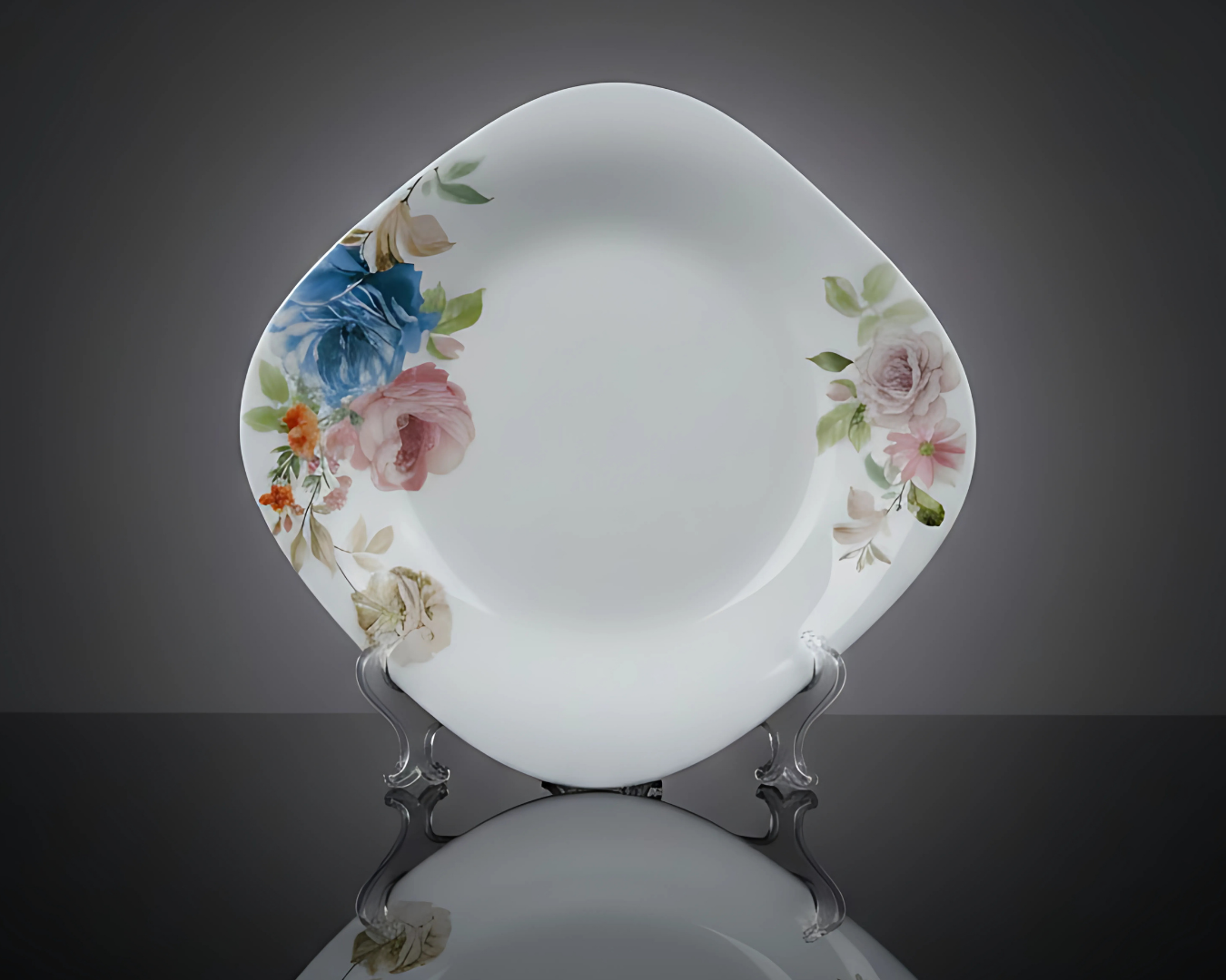 11" SQUARE DINNER PLATE- VINTAGE FLORAL