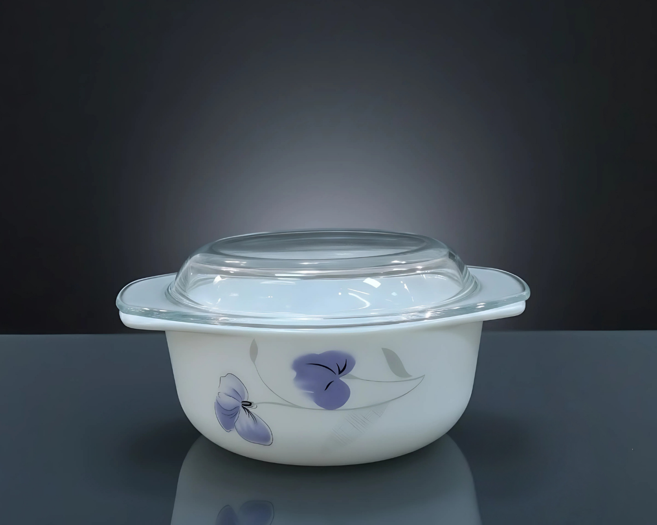 1.0L CASSEROLE WITH LID - PURPLE FLOWER